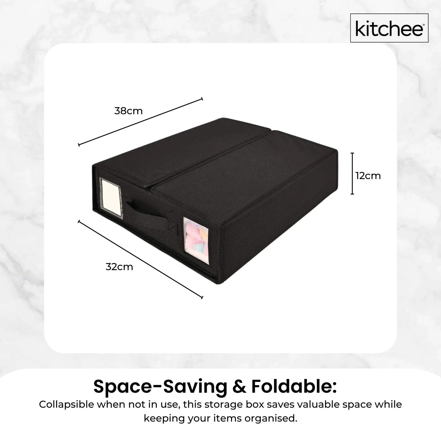 Kitchee 4x Foldable Bed Sheet Storage Box - Linen + Closet Organiser Black