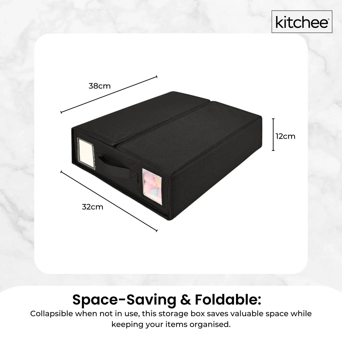 Kitchee 10x Foldable Bed Sheet Storage Box - Linen + Closet Organiser Black