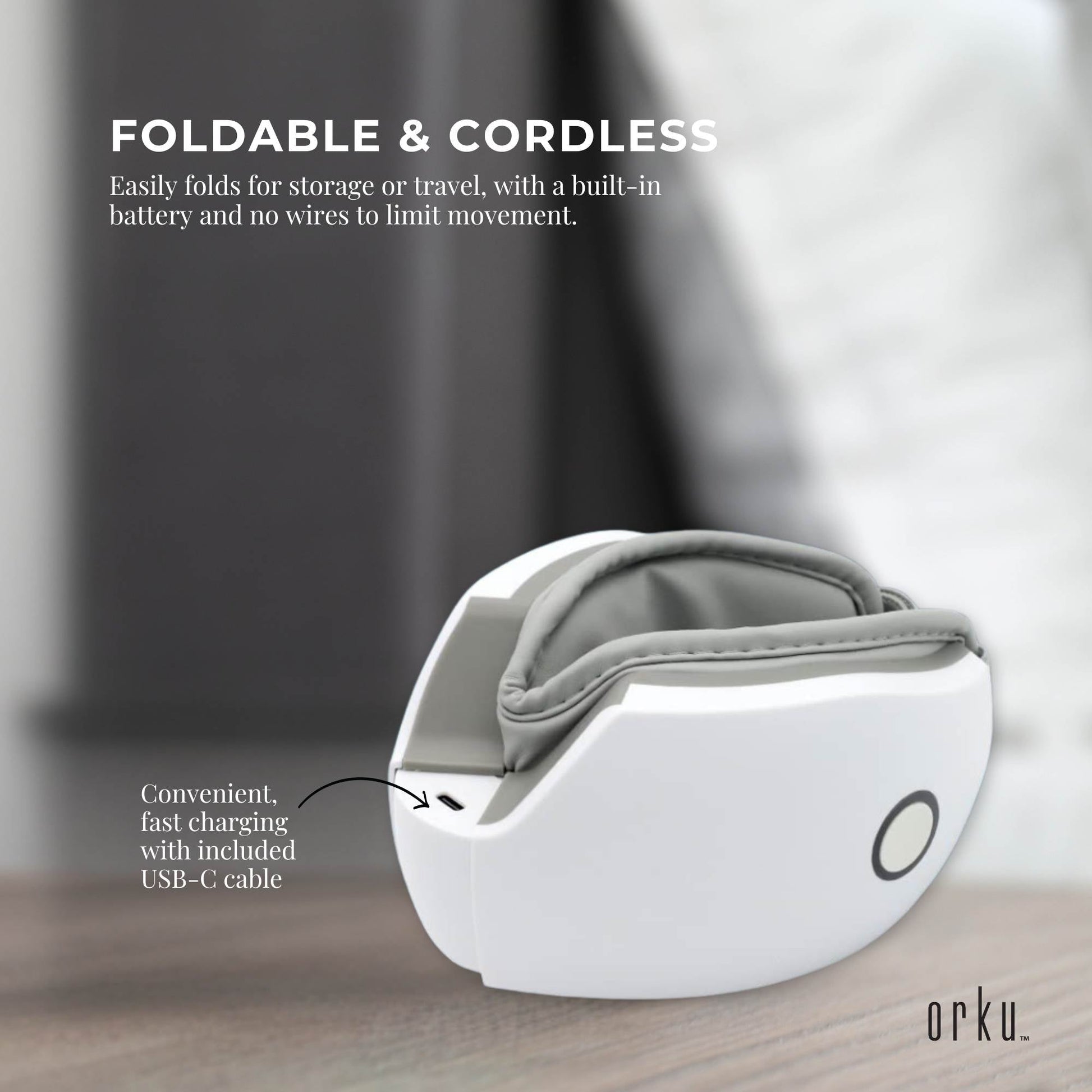 Orku Rechargeable Eye Massager Vibration Heat Pressure Therapy with Bluetooth