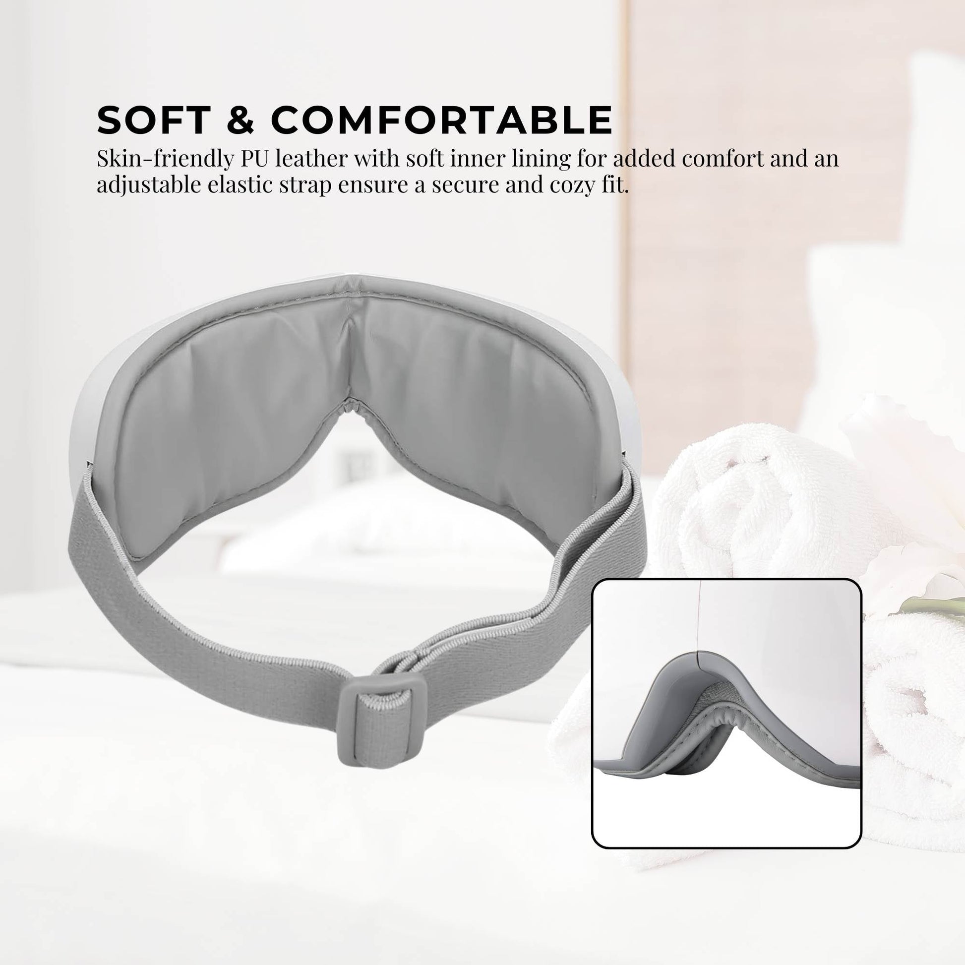 Orku Rechargeable Eye Massager Vibration Heat Pressure Therapy with Bluetooth