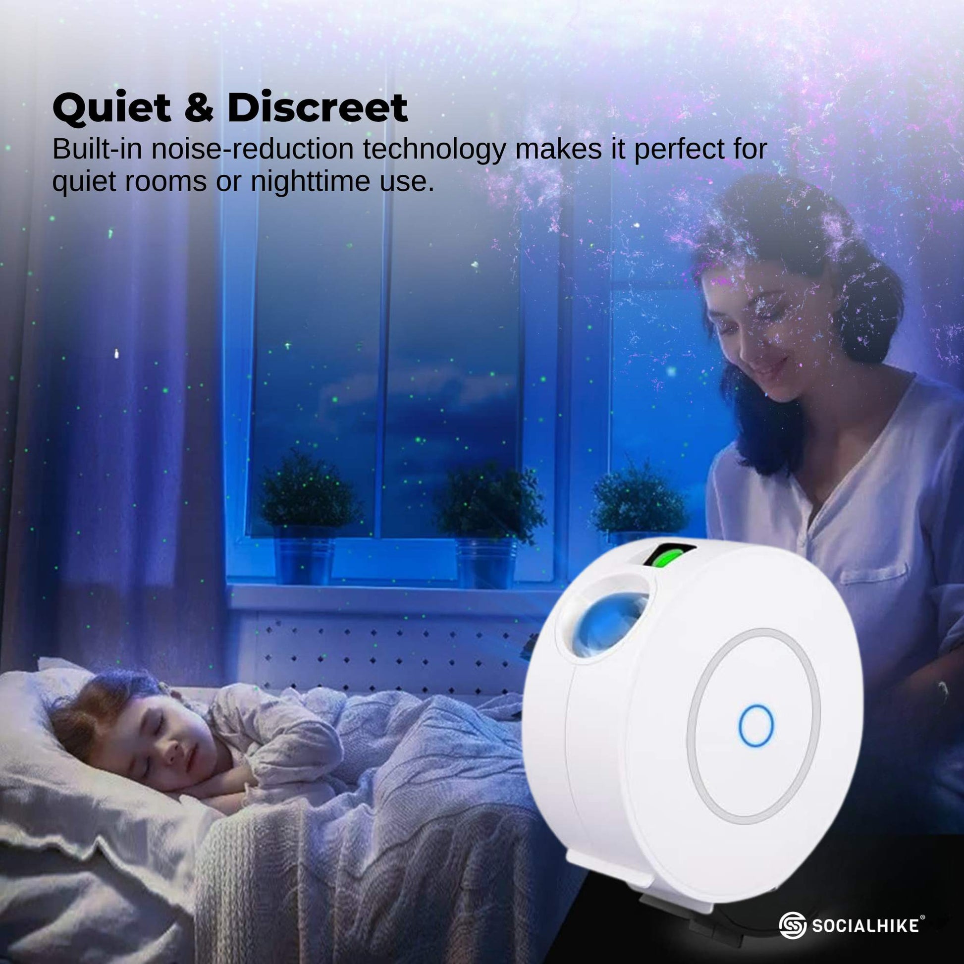 Social Hike Smart Galaxy Star Projector WiFi LED Light App Voice Control White