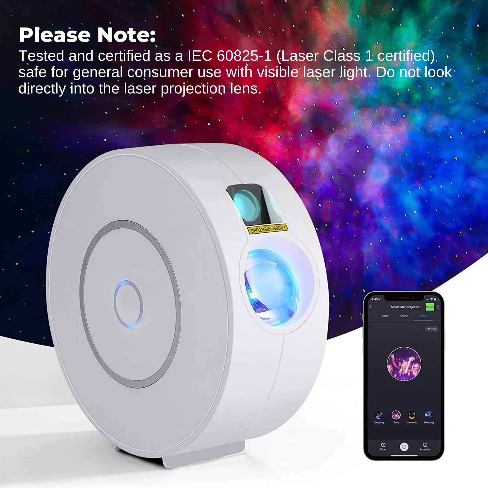 Social Hike Smart Galaxy Star Projector WiFi LED Light App Voice Control White