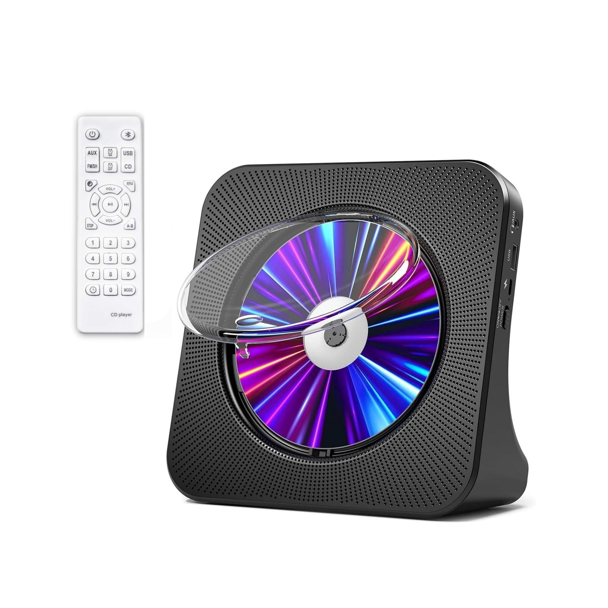 Tooleroo USB Rechargeable Desktop CD Player Speaker Bluetooth Portable Black