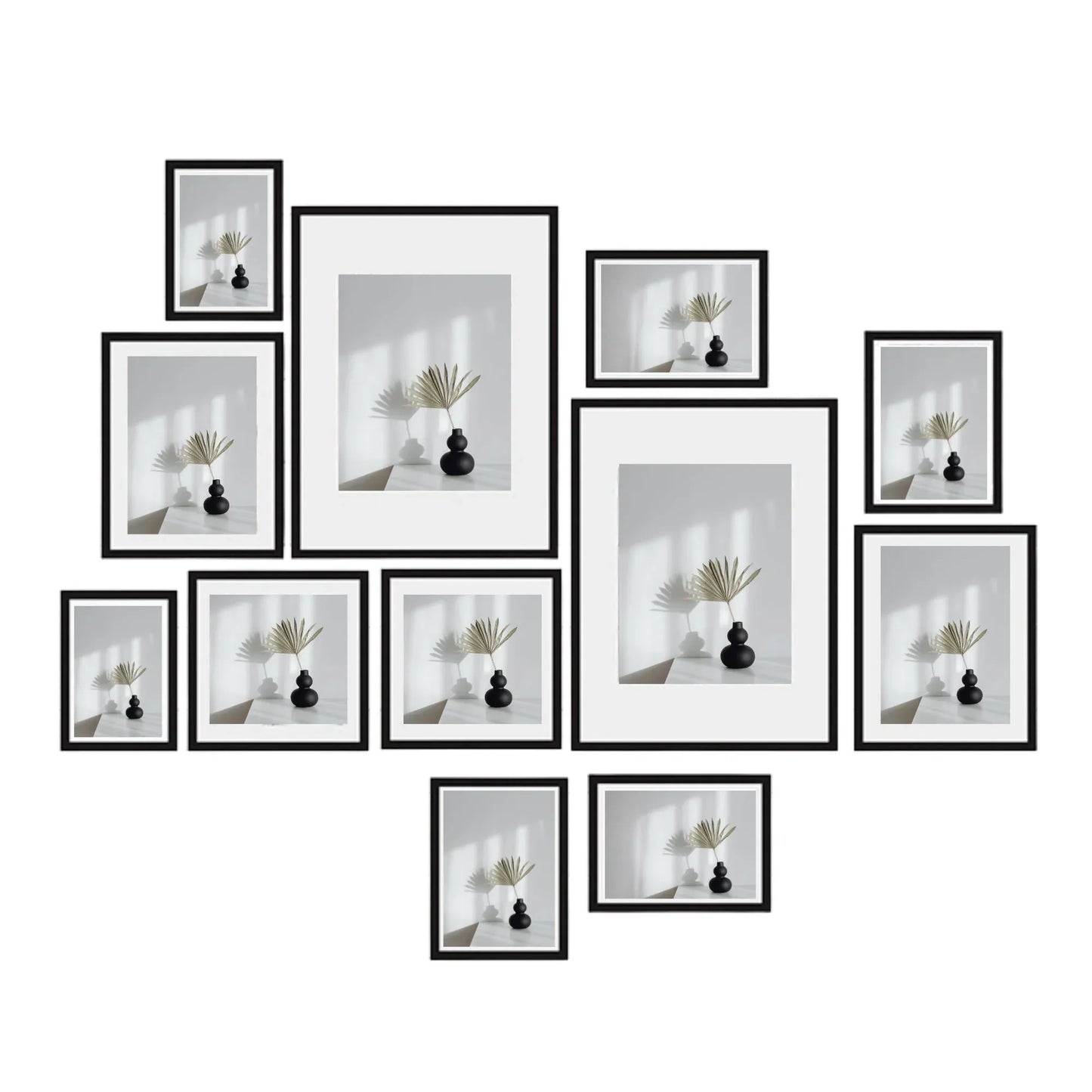 Kitchee 12 Pieces Photo Frame Set - Modern Gallery Wall Pack Matte Black