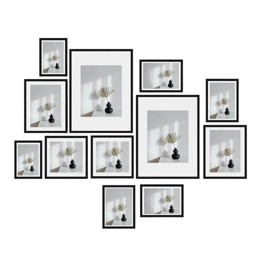 Kitchee 12 Pieces Photo Frame Set - Modern Gallery Wall Pack Matte Black