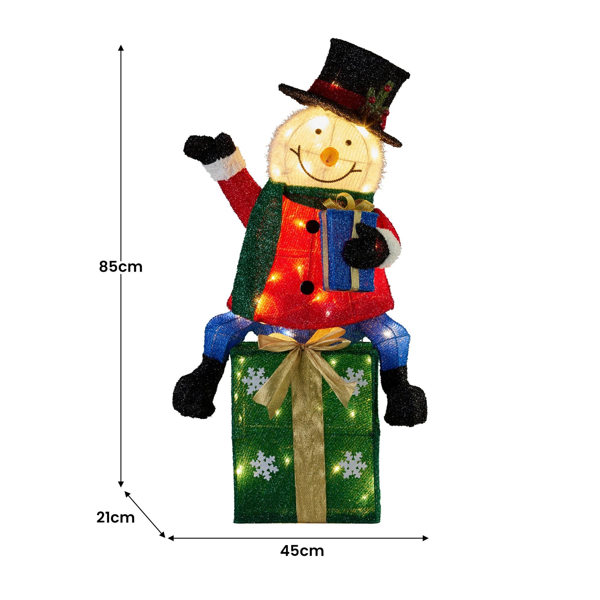 Christabelle 85cm Christmas Snowman On Presents Display with Lights