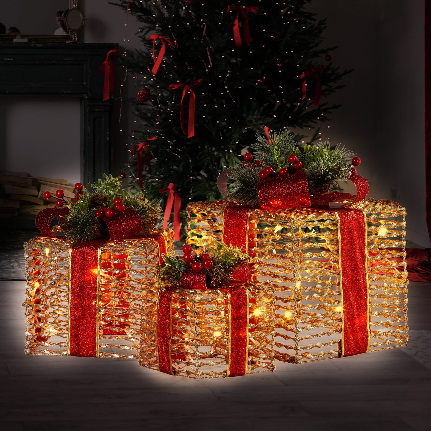 christabelle-set-of-3-christmas-gift-boxes-with-lights-champagne-with-red-bows