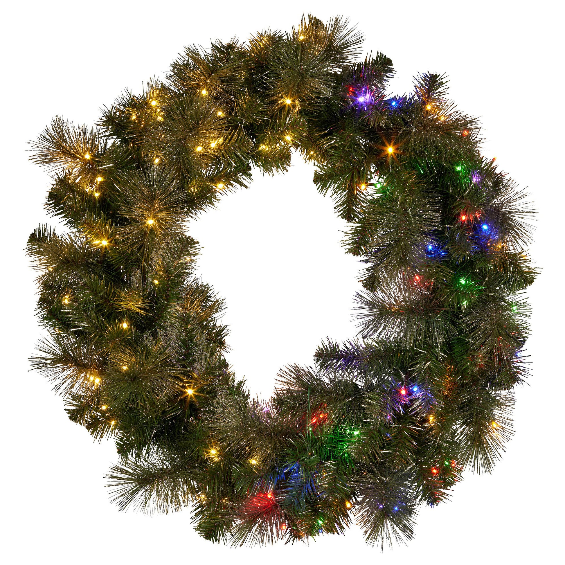 Christabelle 76cm Battery-operated Split Christmas Wreath Glittery Gold Pine