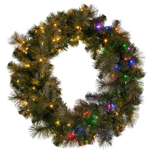 Christabelle 76cm Battery-operated Split Christmas Wreath Glittery Gold Pine