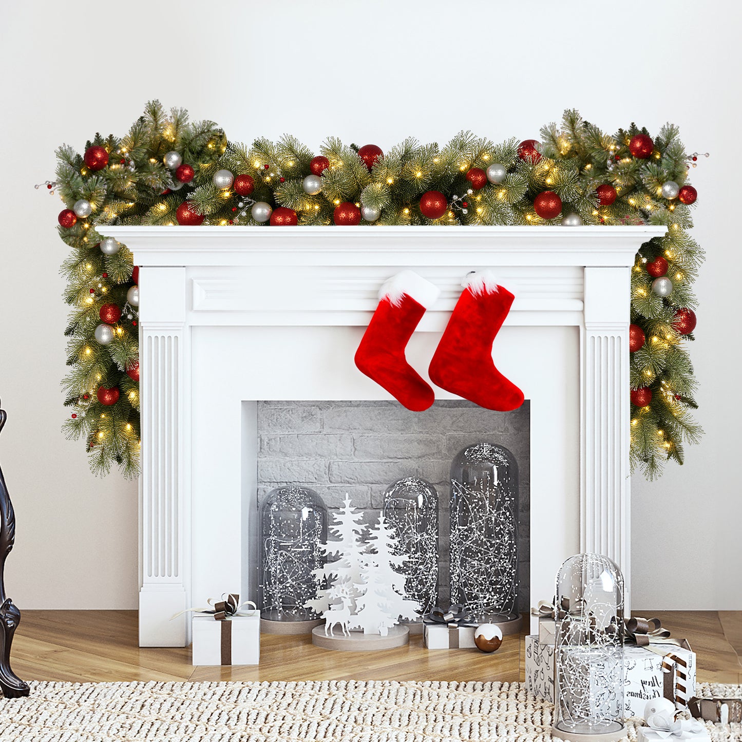 Christabelle 2.7m Christmas Garland with LED Lights and Baubles Mantle Decoration Ornament