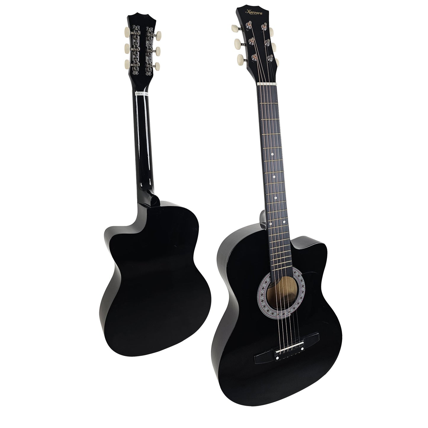 Karrera 38in Cutaway Acoustic Guitar with guitar bag - Black