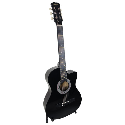 Karrera 38-inch Pro Cutaway Acoustic Guitar with Carry Bag - Black