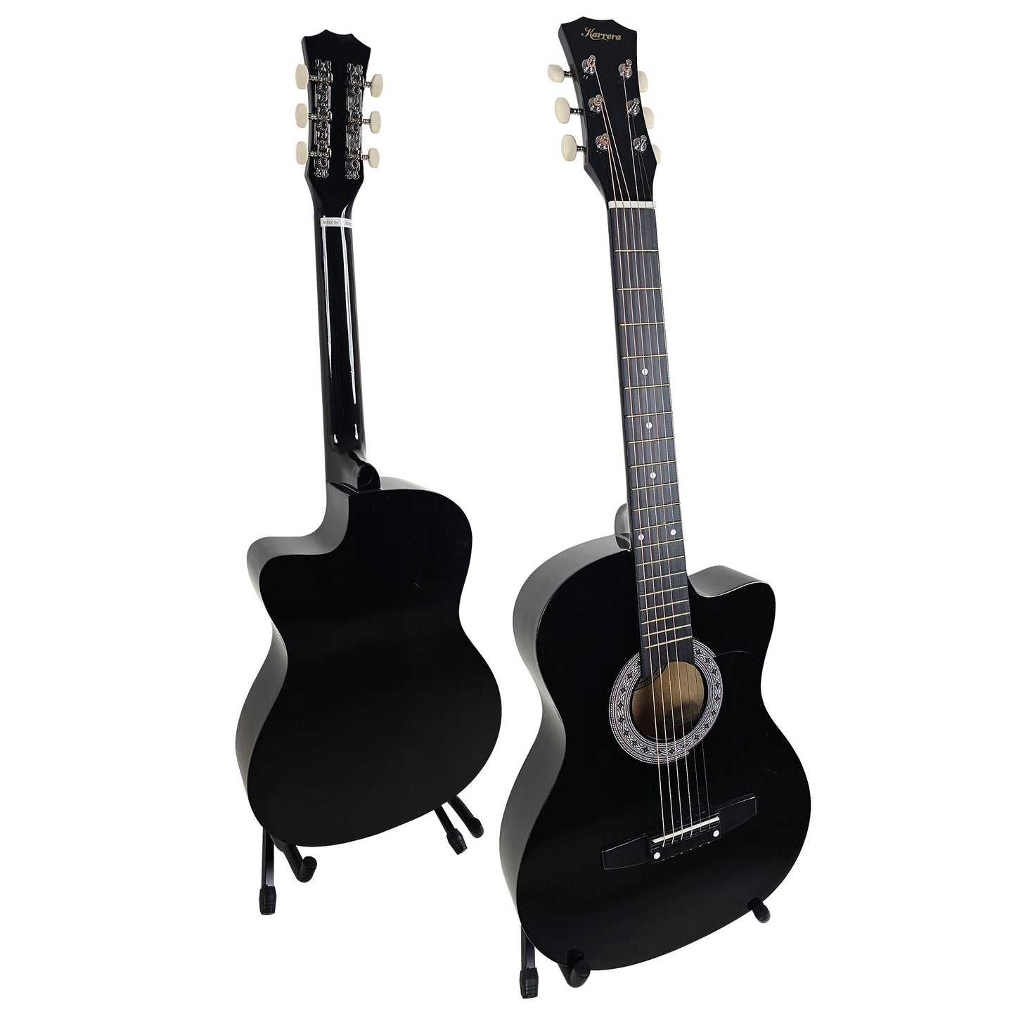 Karrera 38-inch Pro Cutaway Acoustic Guitar with Carry Bag - Black