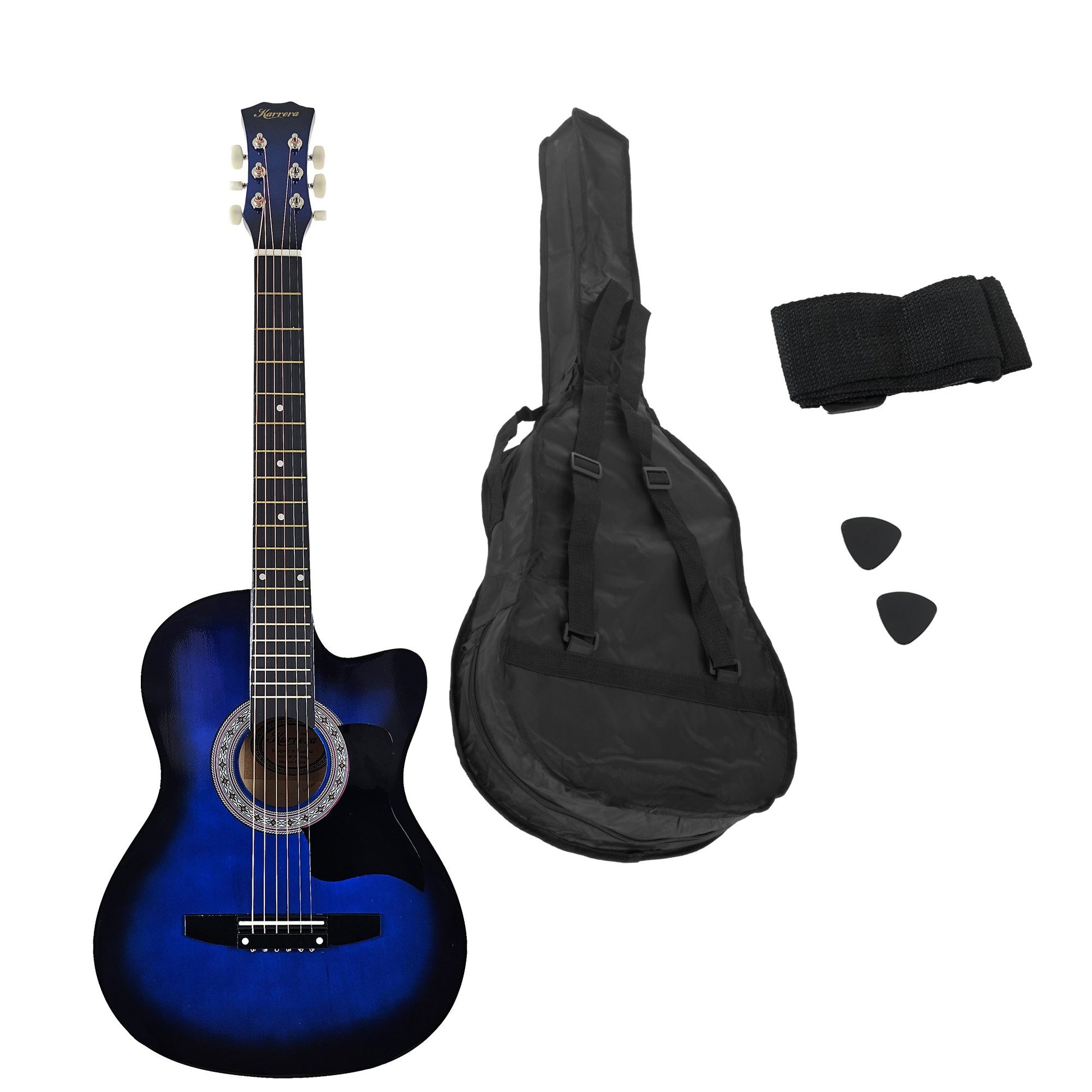 karrera-38in-cutaway-acoustic-guitar-with-guitar-bag-blue-burst at www.mallsonline.com.au