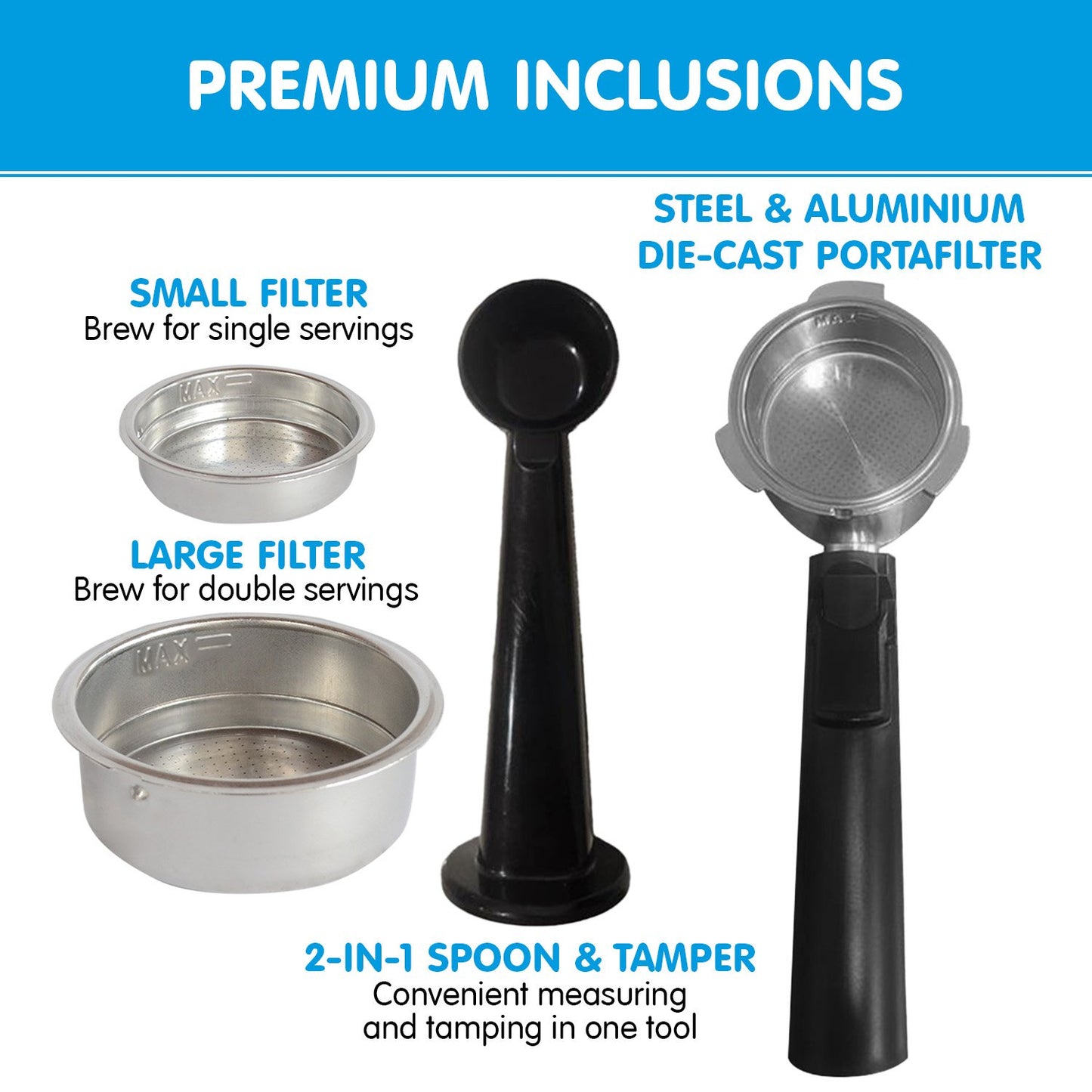 Pronti CM-850D Coffee Machine 20 Bar Espresso Maker with Milk Frother and 1.25L Tank