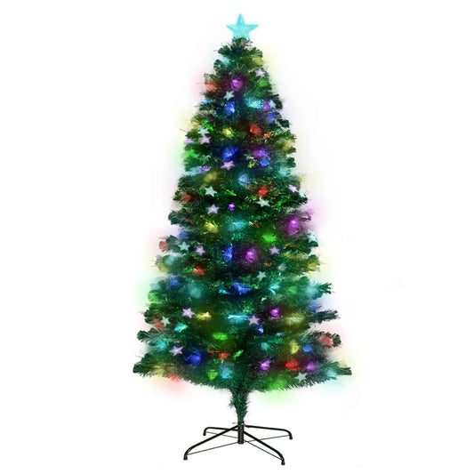 Christabelle 1.2m Pre-Lit Fibre Optic Artificial Christmas Tree with Multicolour Twinkling Star Lights