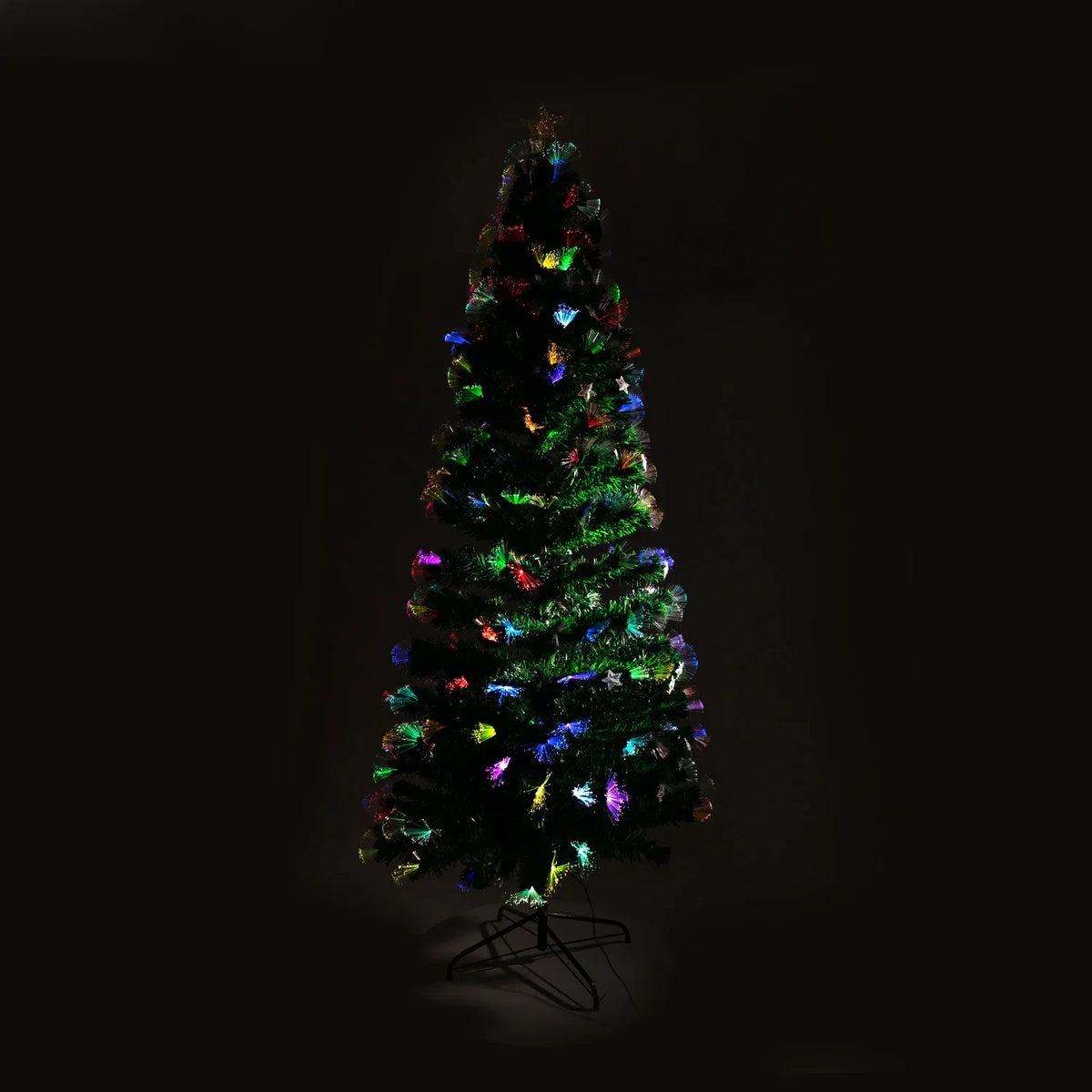 Christabelle 1.2m Pre-Lit Fibre Optic Artificial Christmas Tree with Multicolour Twinkling Star Lights