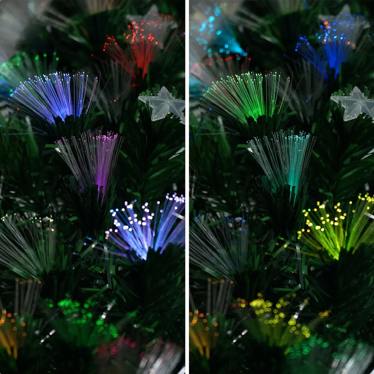 Christabelle 1.2m Pre-Lit Fibre Optic Artificial Christmas Tree with Multicolour Twinkling Star Lights