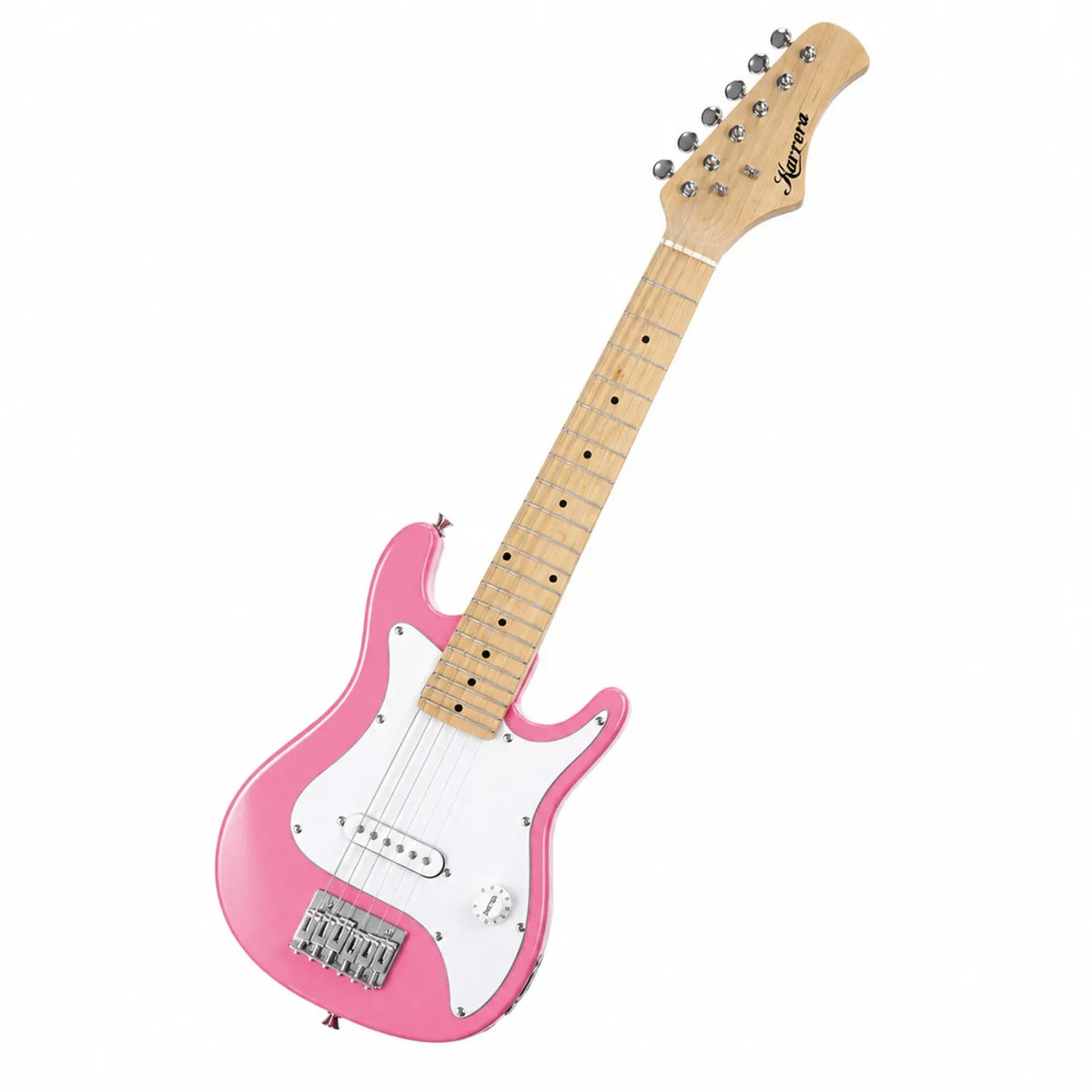 Karrera Kids Electric Guitar Junior Beginner Double Cutaway Scaled-Down Instrument for Children - Pink