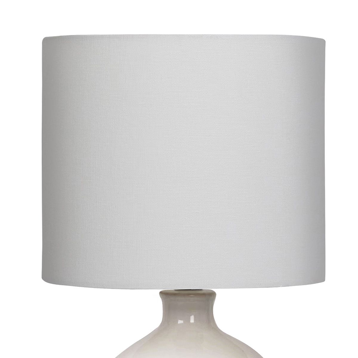 Sarantino Cream Ceramic Table Lamp with White Fabric Shade, Antique Herringbone Patterned Bedside Light