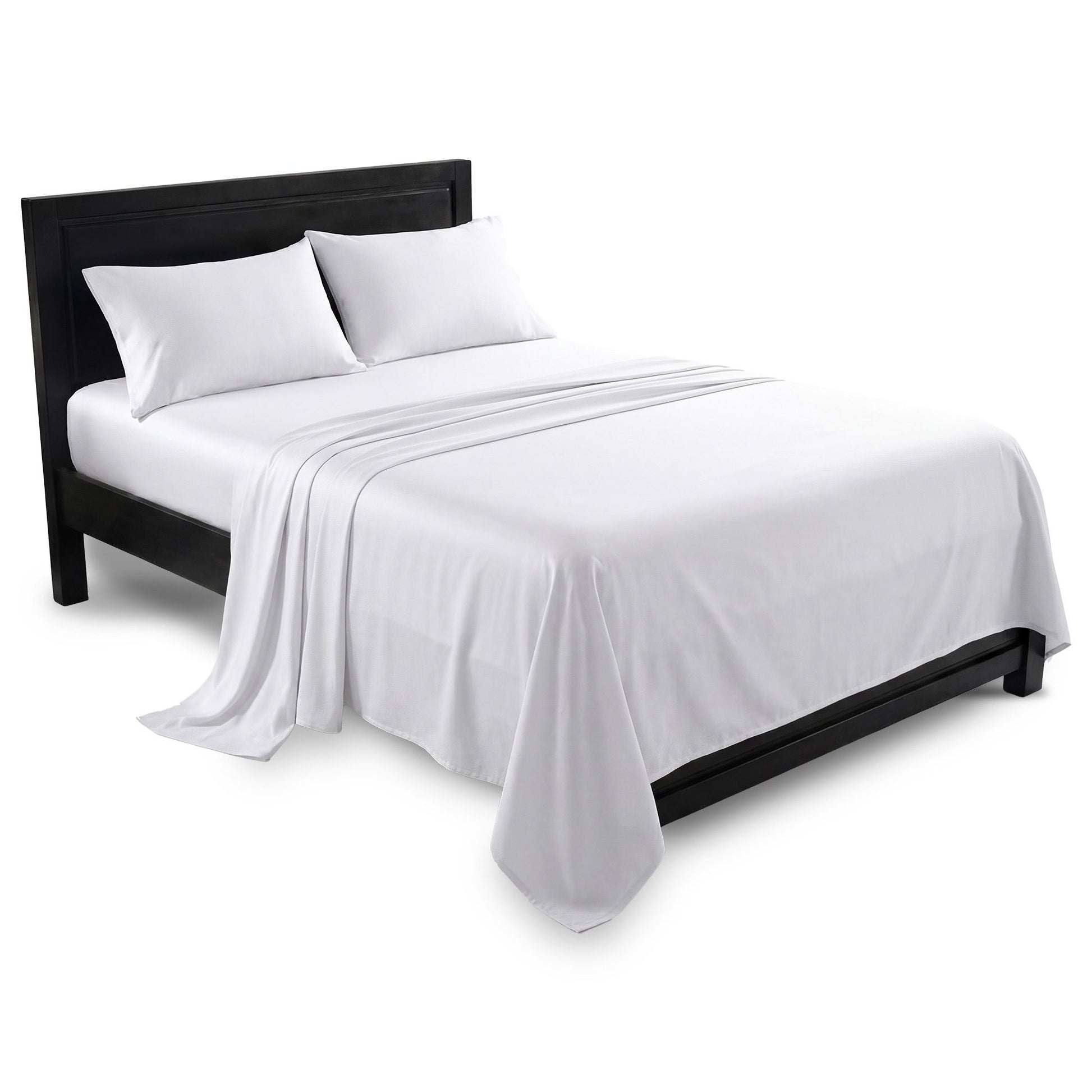Laura Hill 750 Thread Count Pure Cotton Queen Bed Sheet Set 4 Piece Gift Pack - White