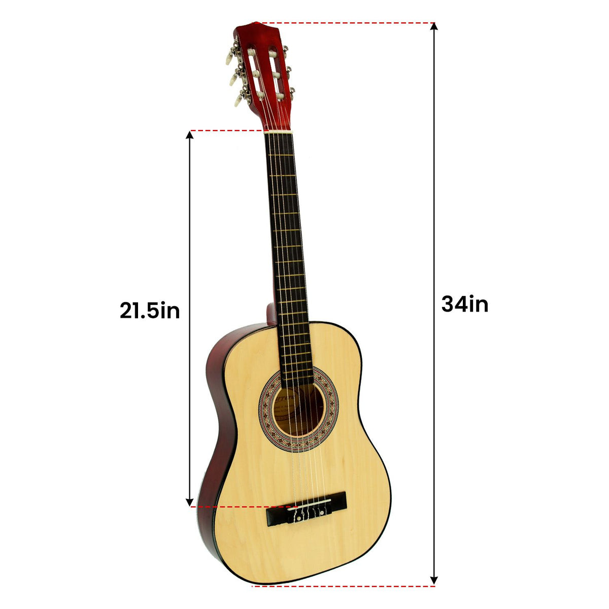 Karrera 34in Wooden Acoustic Childrens Guitar - Natural