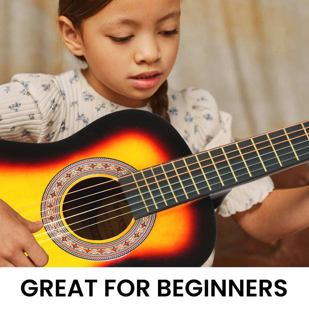 Karrera 34in Wooden Acoustic Childrens Guitar - Sunburst