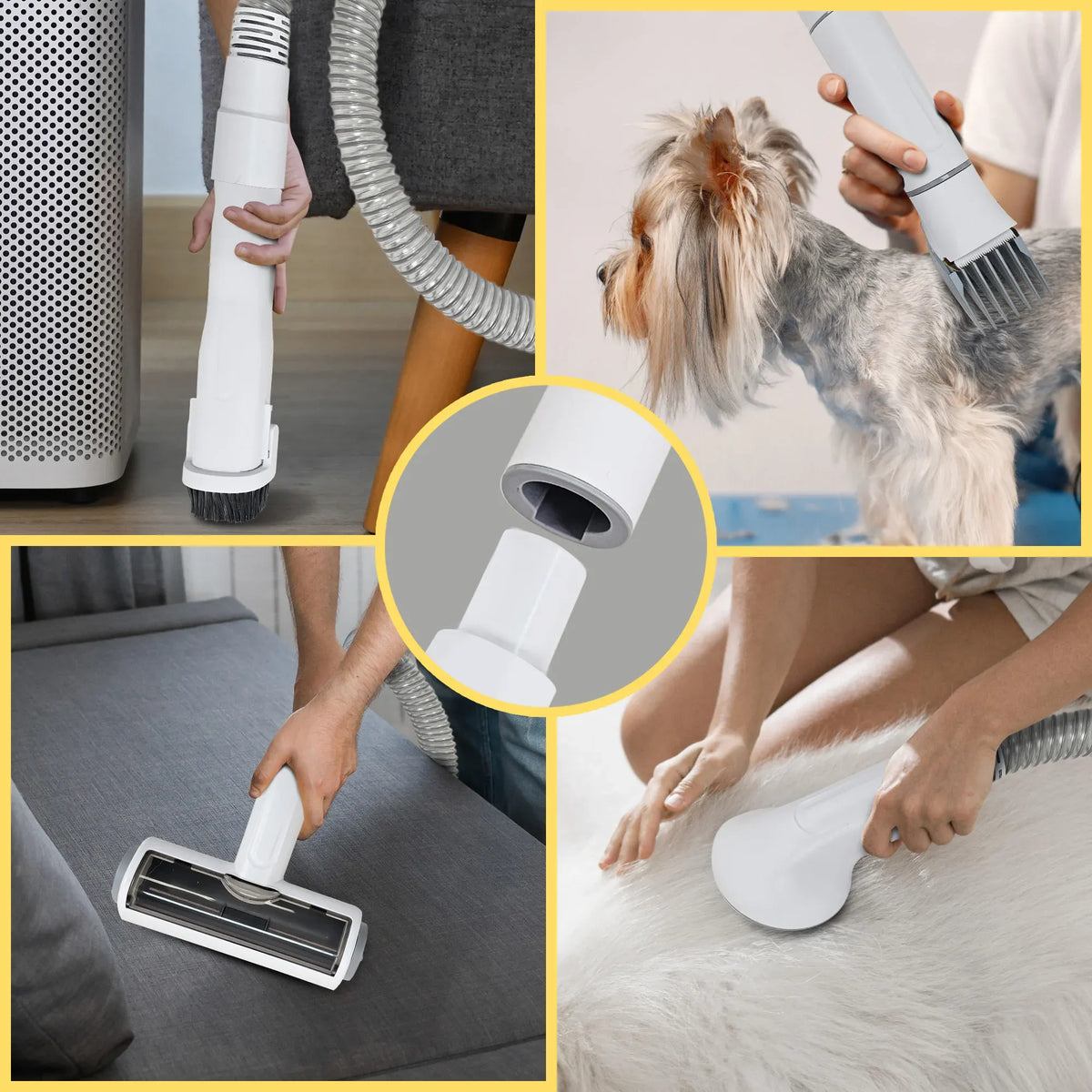 Furtastic 8-in-1 XL Pet Grooming Vacuum Kit 3L Dog & Cat Hair Trimmer Clipper Shedding Tool Set HEPA Filter