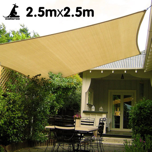 Wallaroo 2.5 x 2.5m Square Sun Shade Sail Canopy Awning Breathable UV Block for Outdoor Patio Garden Yard - Sand