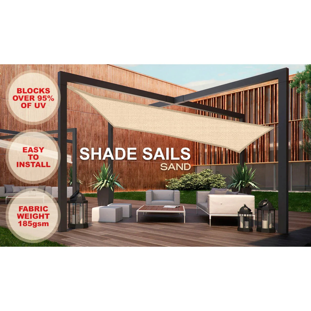Wallaroo Square Shade Sail: 3m x 3m - Sand
