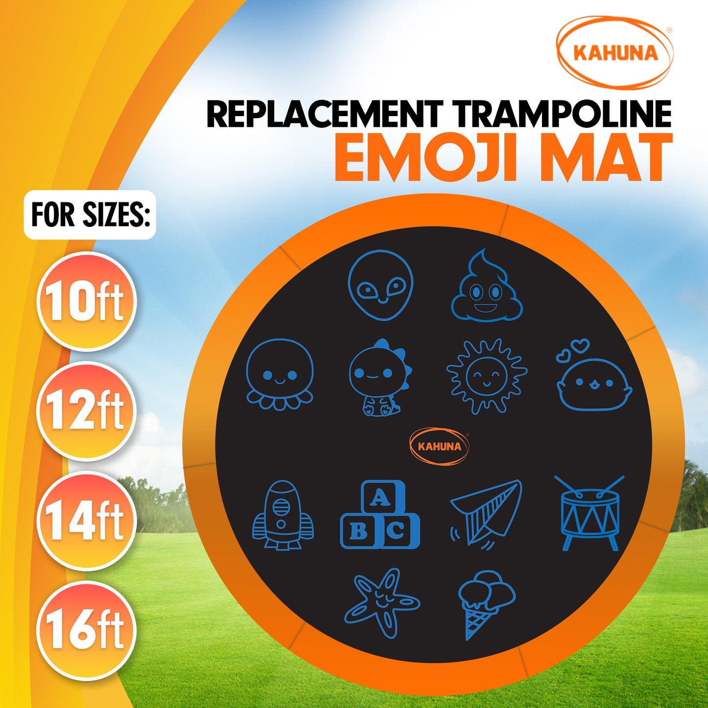 Kahuna 14ft Replacement Trampoline Jumping Mat - Emoji
