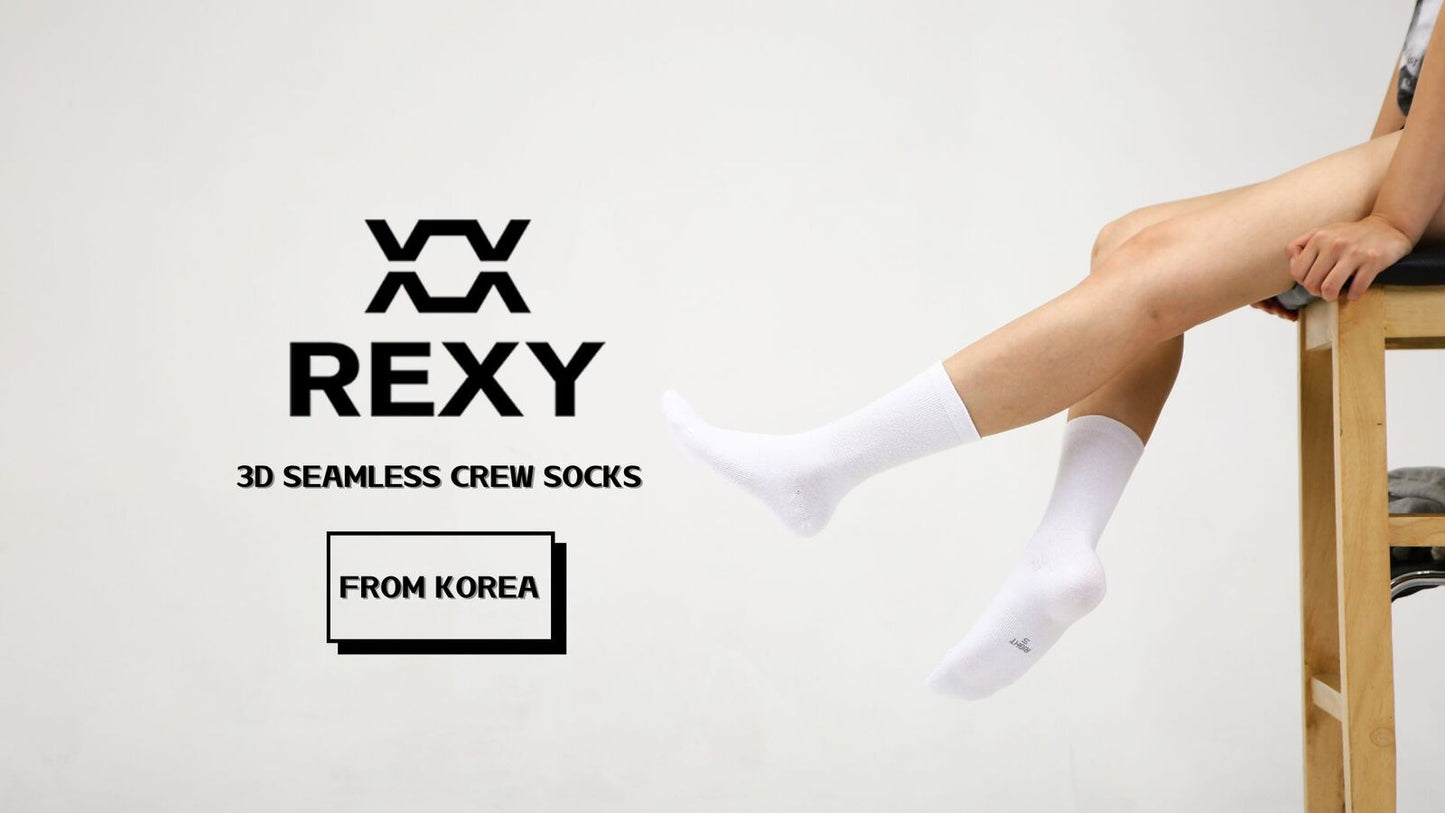 5X Rexy 3D Seamless Crew Socks Large Slim Breathable WHITE