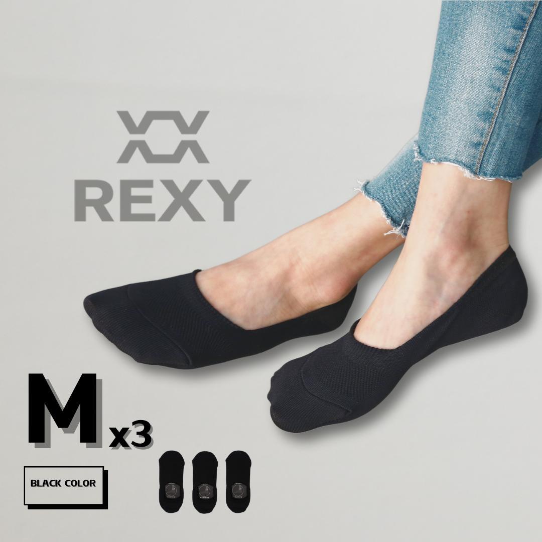 3X Rexy Cushion No Show Ankle Socks Medium Non-Slip Breathable BLACK