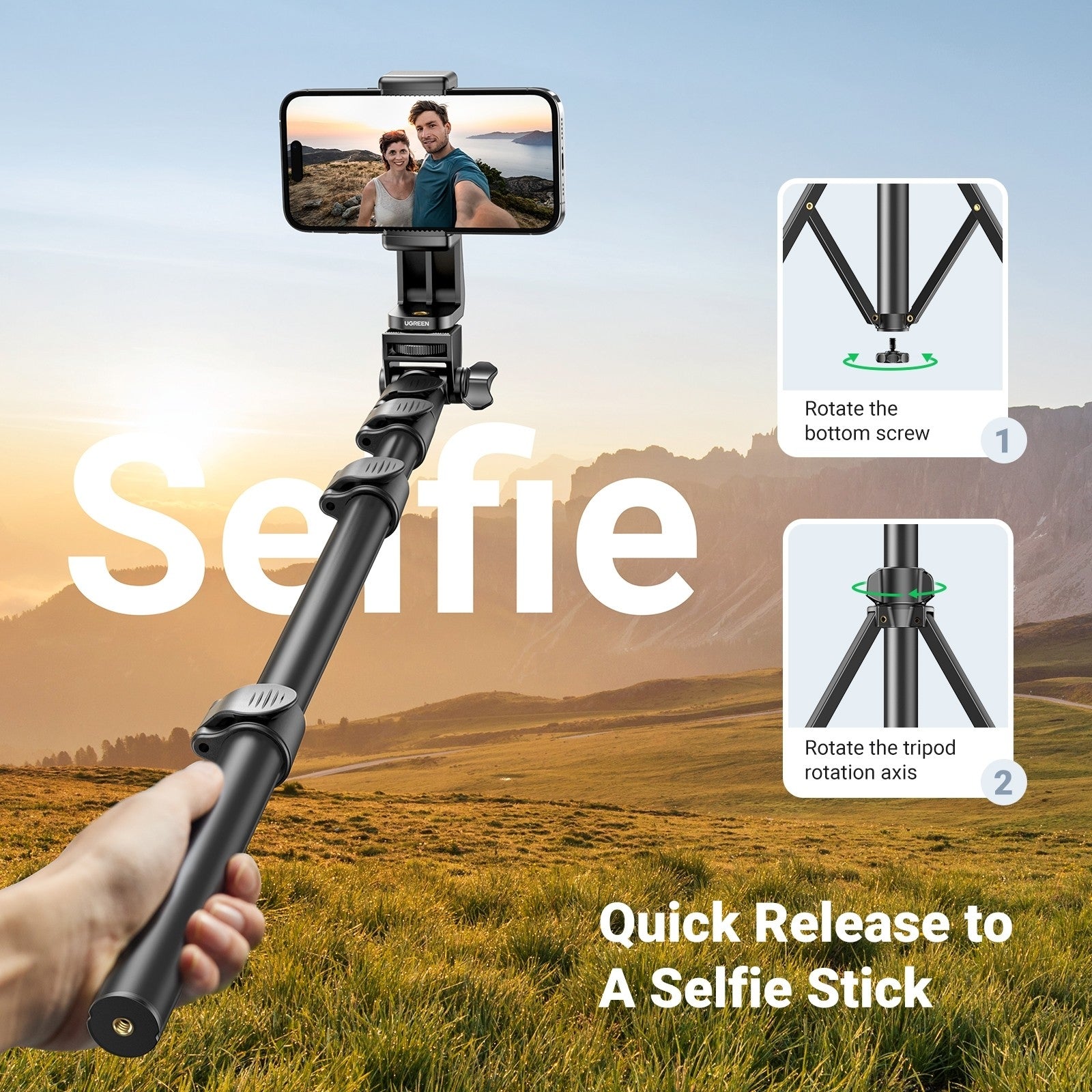 ugreen-15609-cell-phone-selfie-stick-tripod-1-7m-with-bluetooth-remote at www.mallsonline.com.au