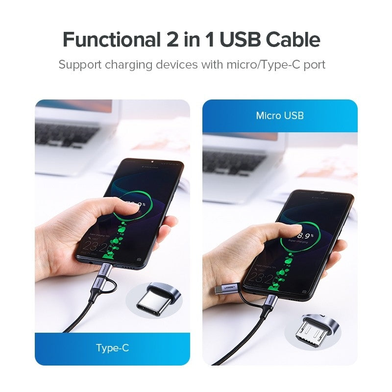 ugreen-30875-2-in-1-usb-a-to-micro-usb-usb-c-cable-1m at www.mallsonline.com.au