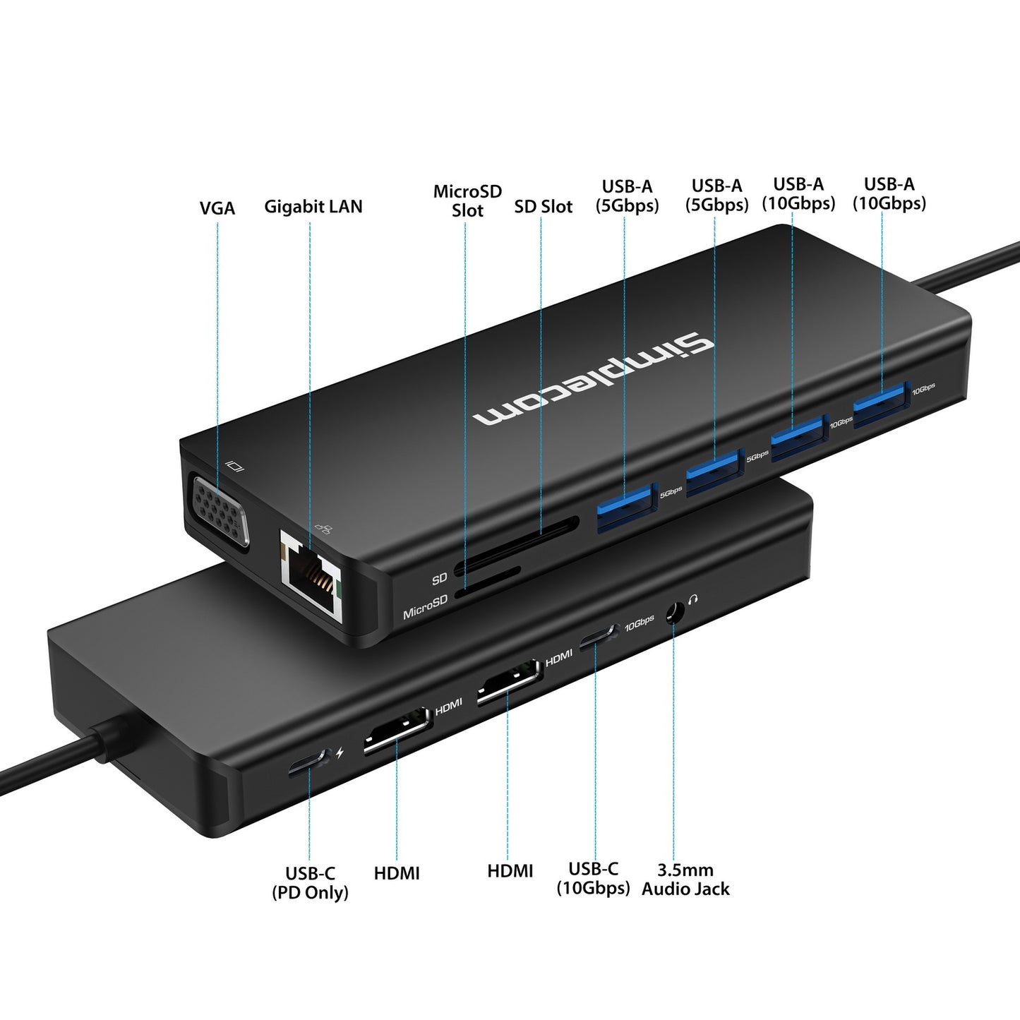 simplecom-chn613-usb-c-13-in-1-multiport-docking-station-dual-hdmi-vga-triple-display-usb-3-2-gen-2-10gbps at www.mallsonline.com.au