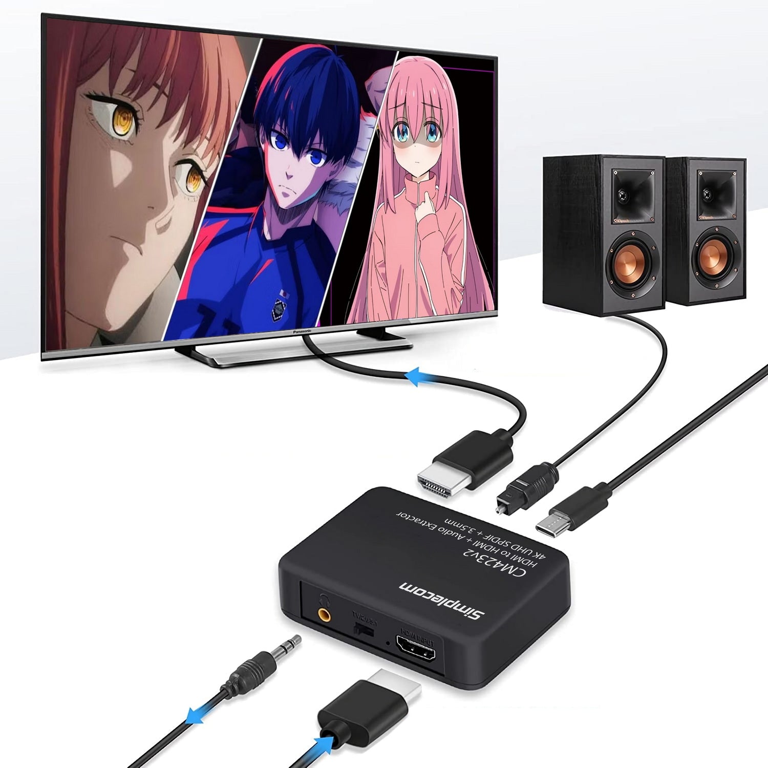 simplecom-cm423v2-hdmi-audio-extractor-4k-hdmi-to-hdmi-and-optical-spdif-3-5mm-stereo at www.mallsonline.com.au