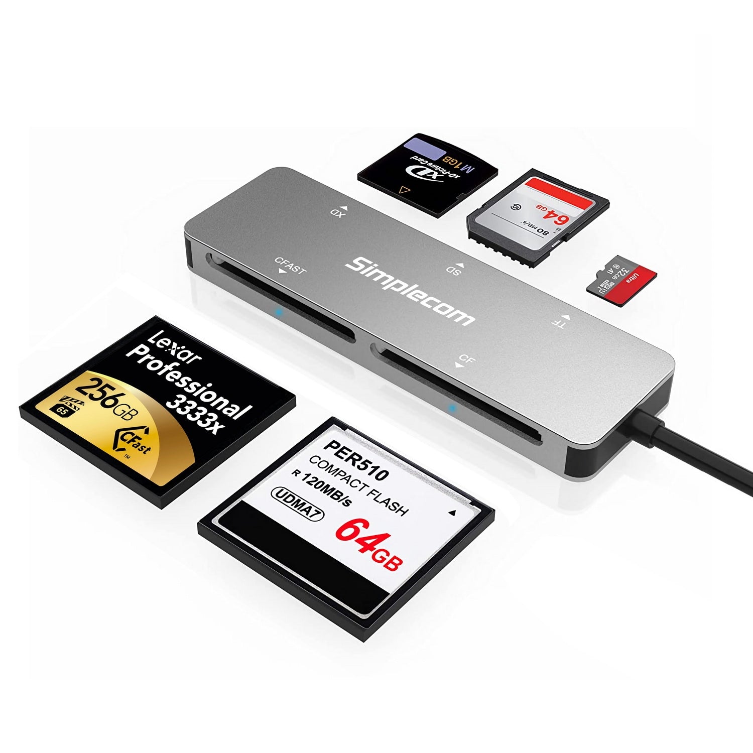 simplecom-cr407-5-slot-superspeed-usb-3-0-and-usb-c-to-cfast-cf-xd-sd-microsd-card-reader at www.mallsonline.com.au