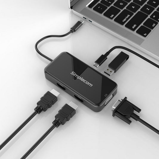 Simplecom 5-in-1 USB-C Multiport Adapter with VGA & Dual HDMI