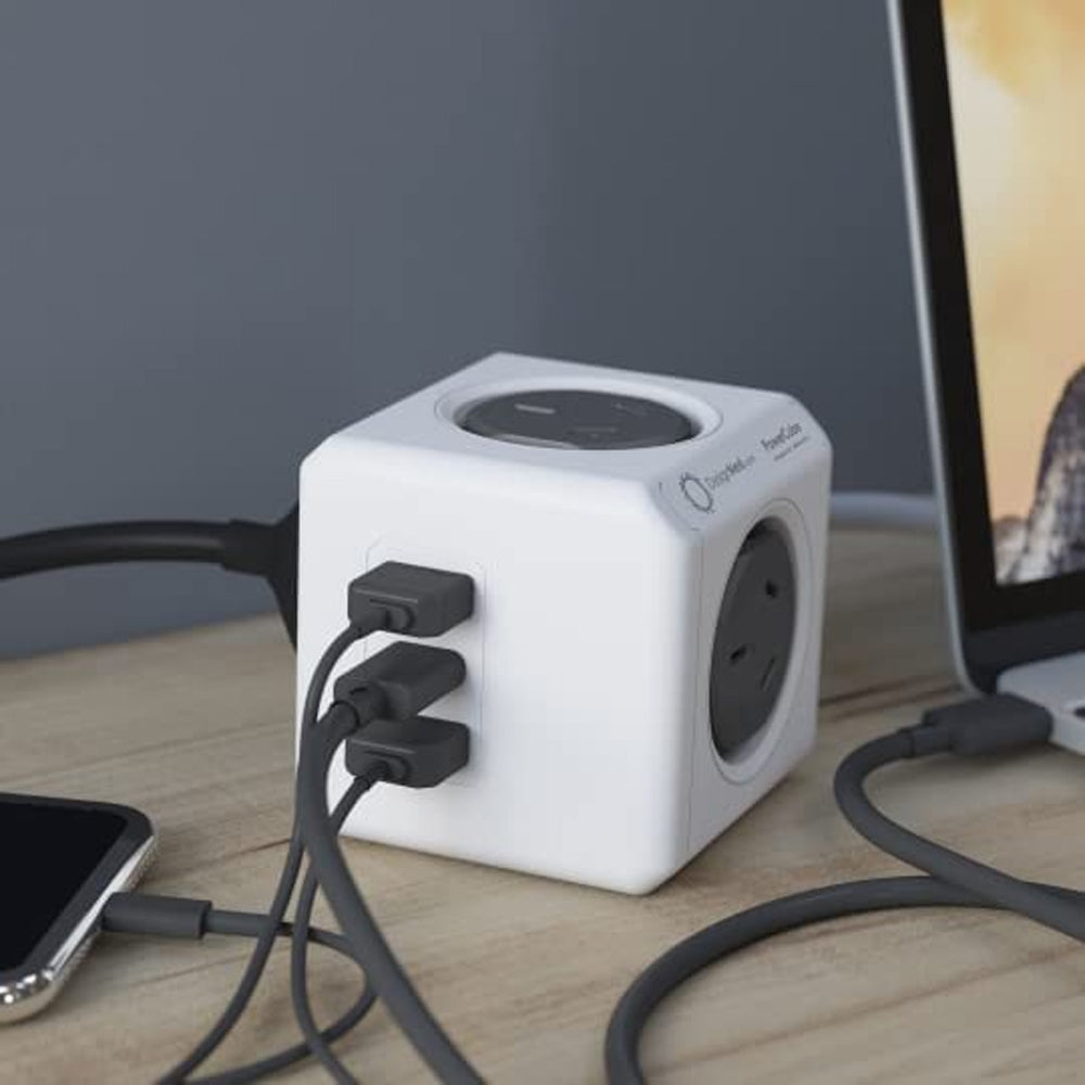 allocacoc-powercube-extended-4-outlets-2-usb-a-1-usb-c-pd-20w-with-surge-1-5m-grey-11407-aueuac at www.mallsonline.com.au