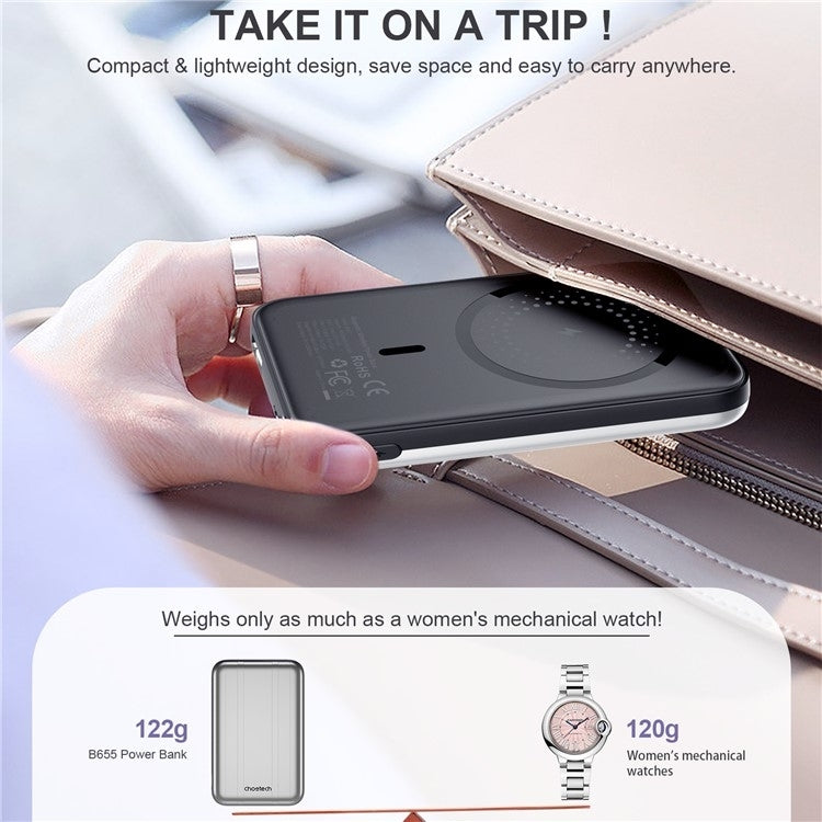 choetech-b655-sl-5000mah-magnetic-wireless-power-bank-10w-silver at www.mallsonline.com.au