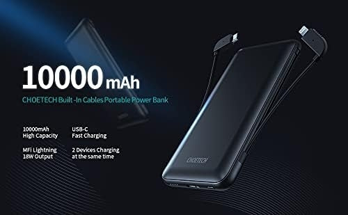 CHOETECH B688-BK 10000mAh MFi Certified PD18W Power Bank (with 2 cables)