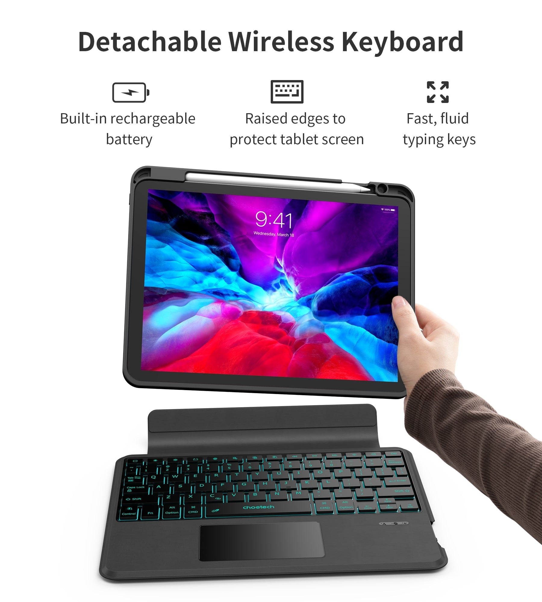 choetech-bh-018-wireless-keyboard-with-touchpad-and-backlight-for-ipad-pro-11-quot-black at www.mallsonline.com.au