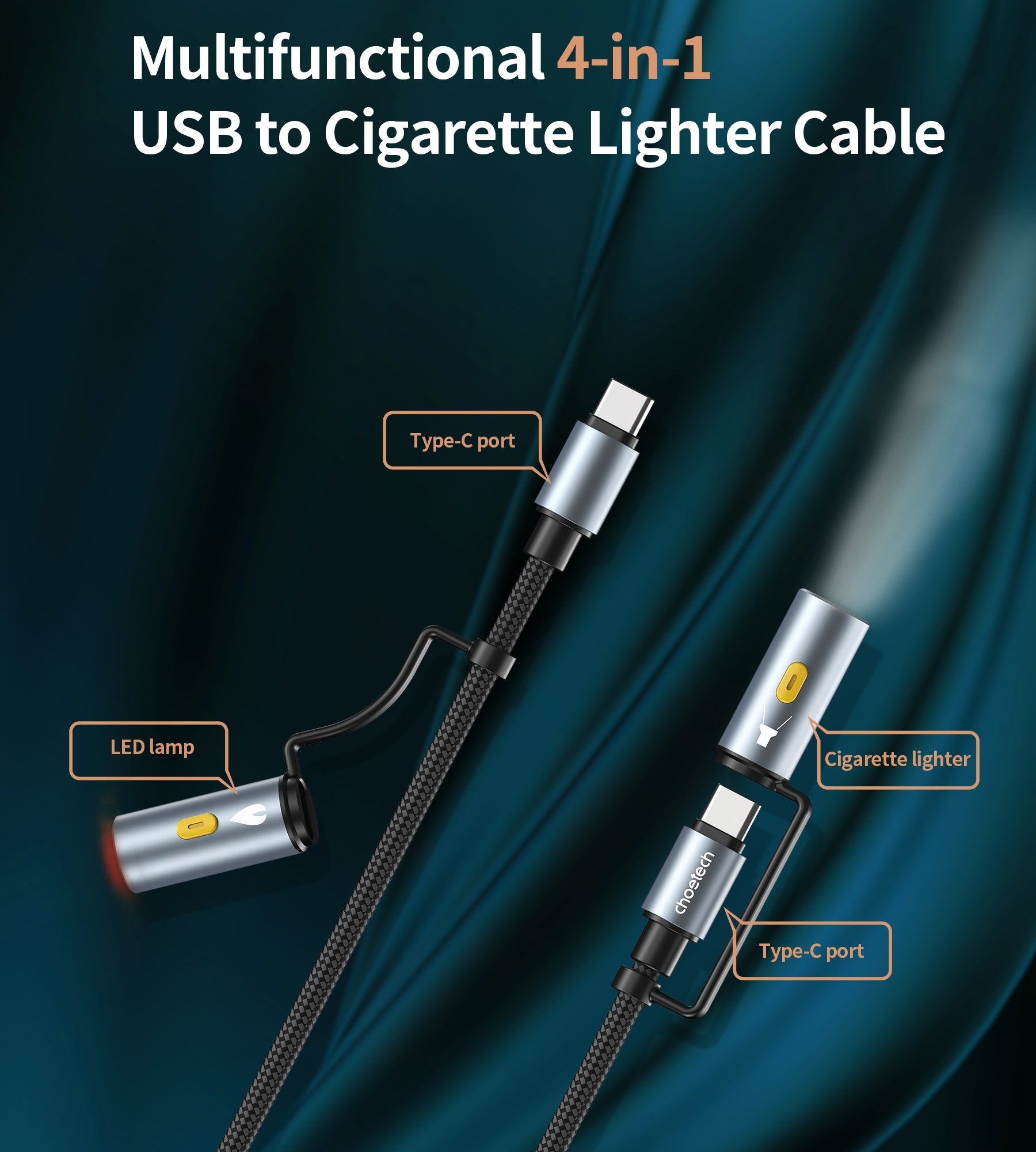 choetech-cc1001-smart-pd60w-4-in-1-usb-c-to-c-cable-1-2m www.mallsonline.com.au