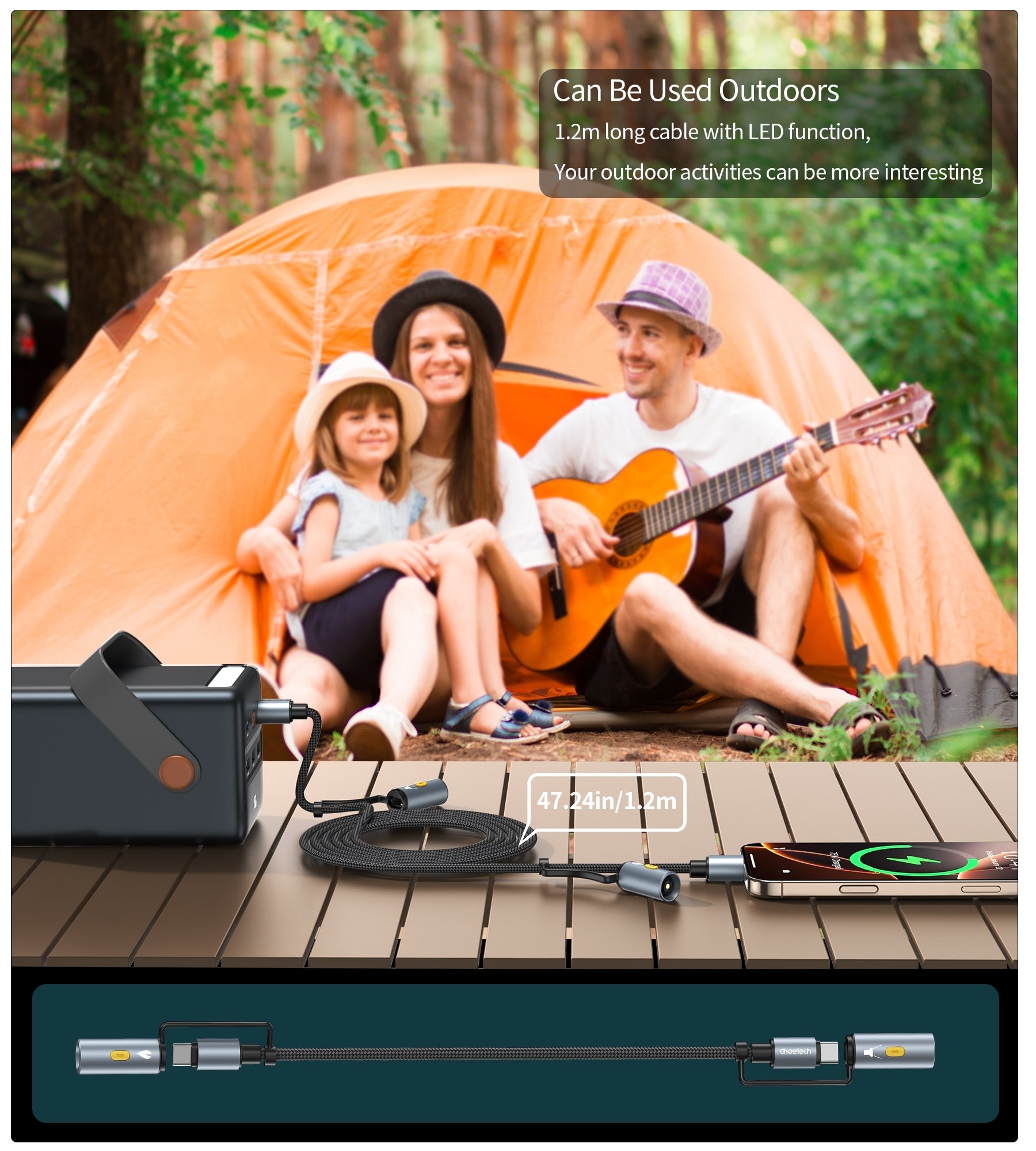 choetech-cc1001-smart-pd60w-4-in-1-usb-c-to-c-cable-1-2m www.mallsonline.com.au