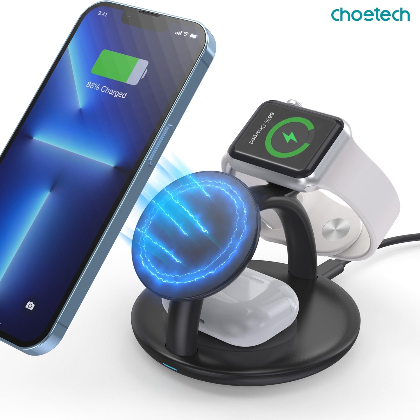 choetech-t587-f-3-in-1-magnetic-wireless-charger-station-for-iphone-12-13-14-airpods-pro-iwatch at www.mallsonline.com.au