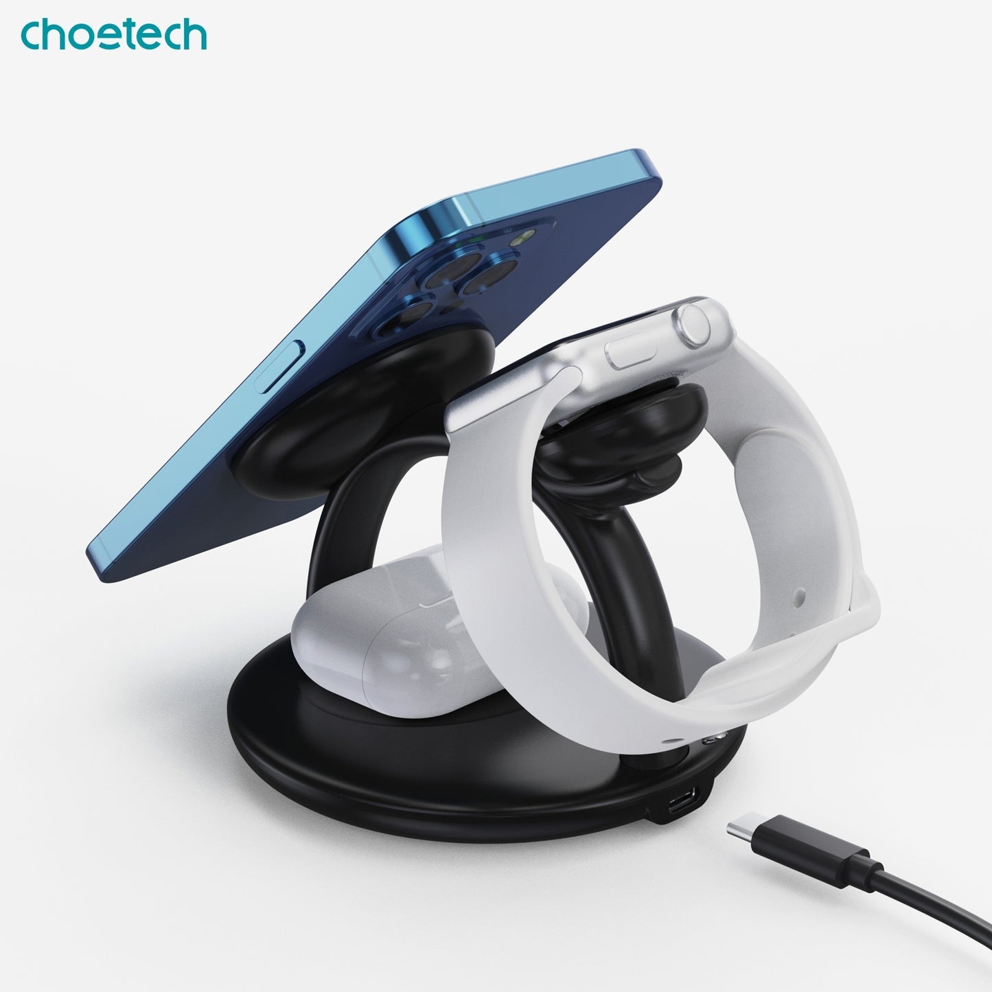 choetech-t587-f-3-in-1-magnetic-wireless-charger-station-for-iphone-12-13-14-airpods-pro-iwatch at www.mallsonline.com.au