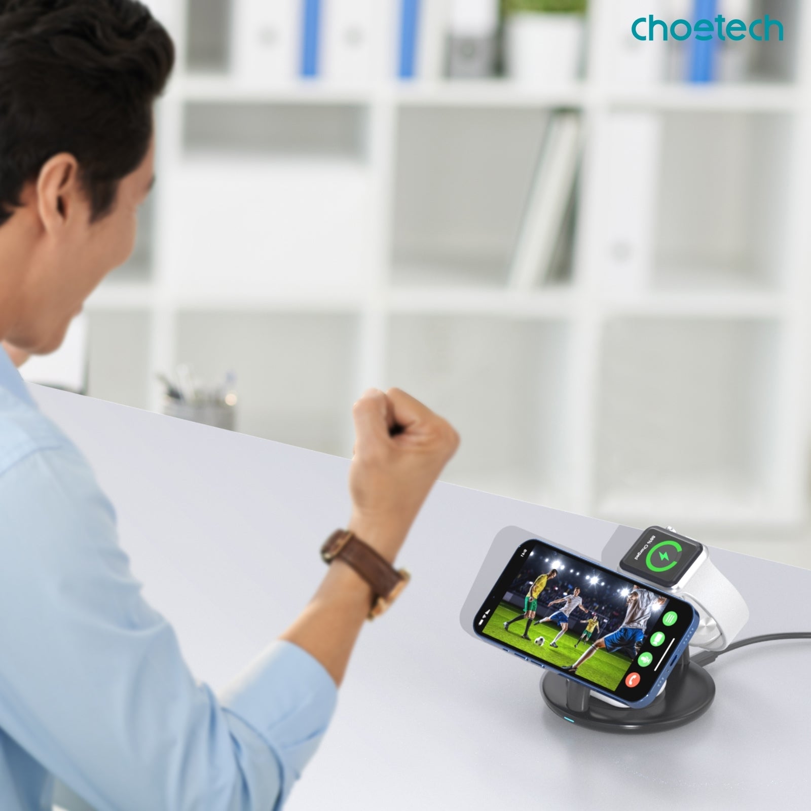 choetech-t587-f-3-in-1-magnetic-wireless-charger-station-for-iphone-12-13-14-airpods-pro-iwatch at www.mallsonline.com.au