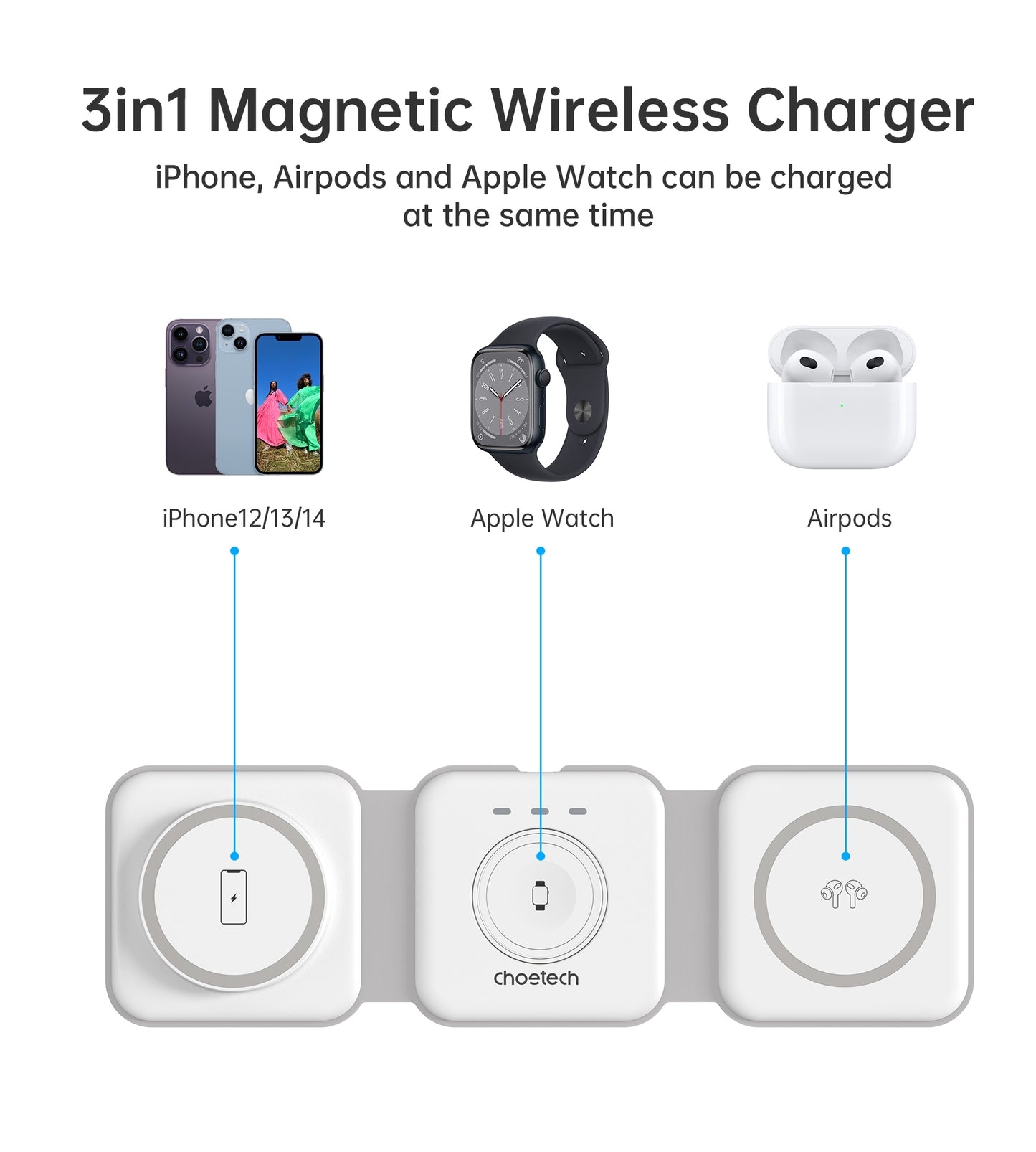 choetech-t588-f-wh-3-in-1-foldable-fast-wireless-charger-for-phone-watch-earphone at www.mallsonline.com.au