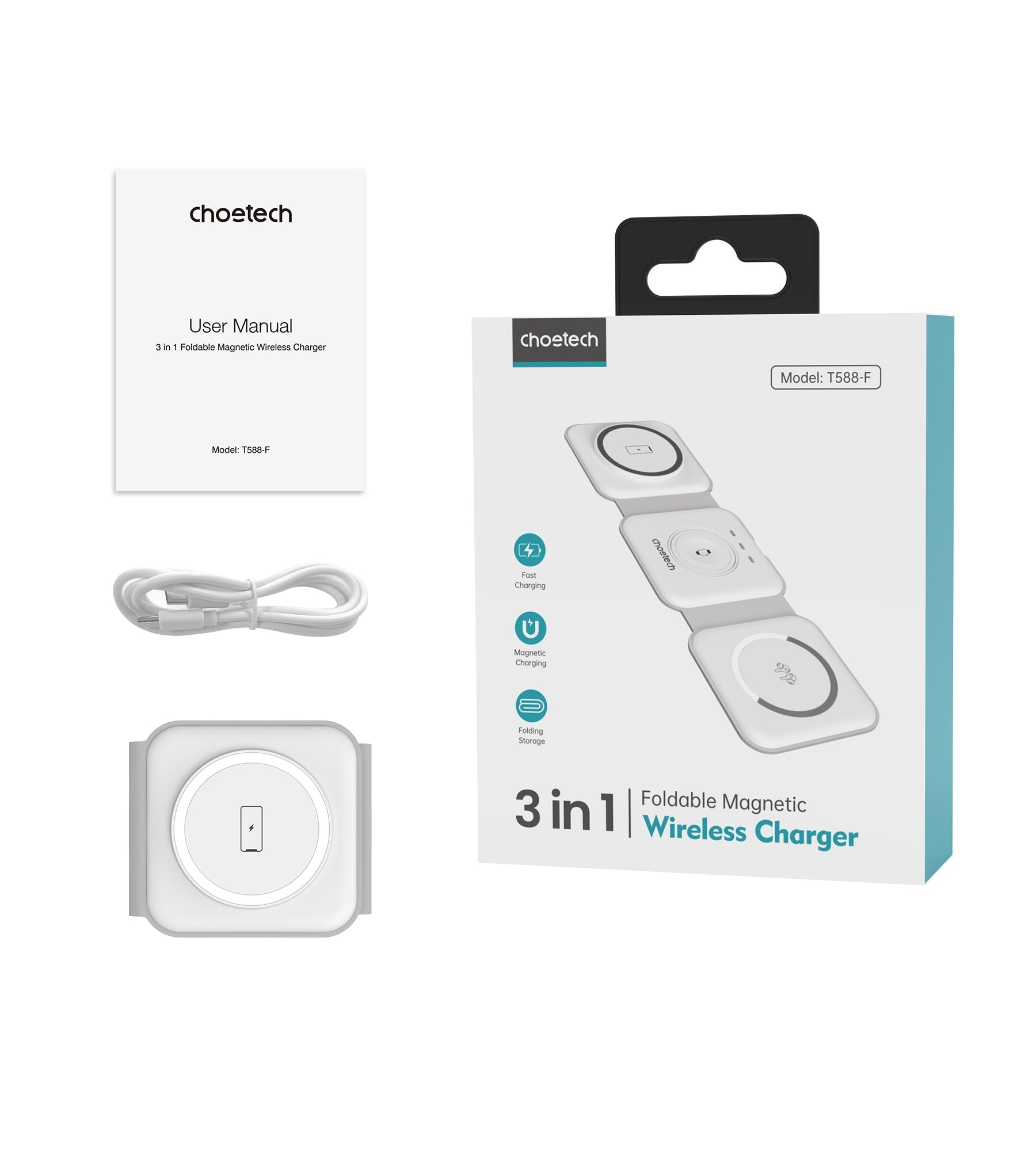 choetech-t588-f-wh-3-in-1-foldable-fast-wireless-charger-for-phone-watch-earphone at www.mallsonline.com.au